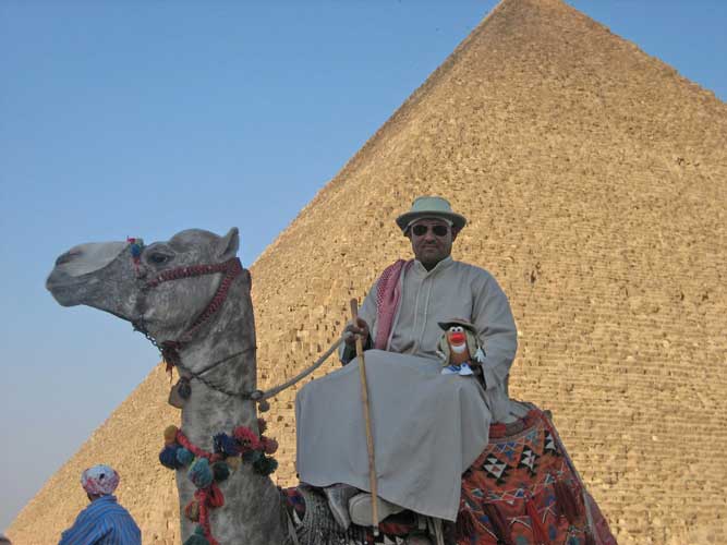 Spud poses with his Bedhouin guide, Abdullah