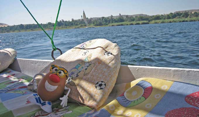 Getting ready to settle back for a relaxing snooze on Lake Nasser