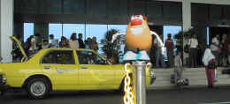 Spud arrives at the ferry terminal 