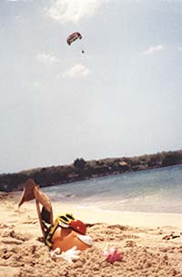 Spud 'bakes' in the hot Jamaican sun