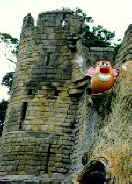 Spud admires the Norman construction of Prudhow Castle near Newcastle, England