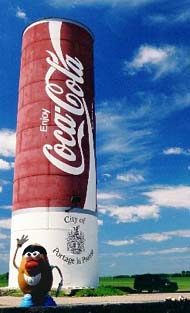Spud finds the world's largest Coke Can is actually  Portage La Prairie's drinking supply