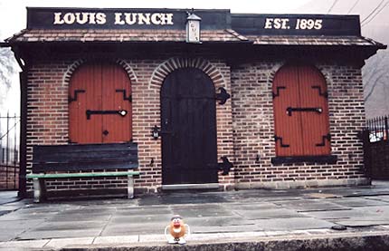 Spud finds the mysterious birthplace of the hamburger has been boarded up - perhaps by the board of health?