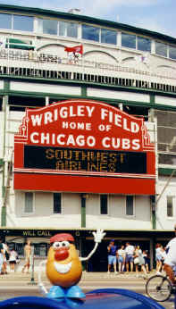 The tuber takes in a game at the famed baseball park Wrigley Field