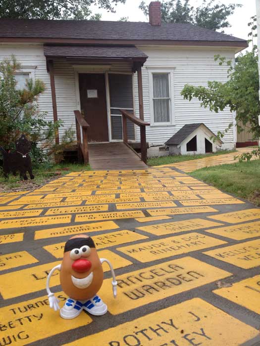 Following the yellow 'paver block' road...