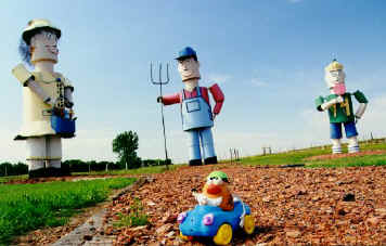 Spud admires the handiwork of the giant Tin Family