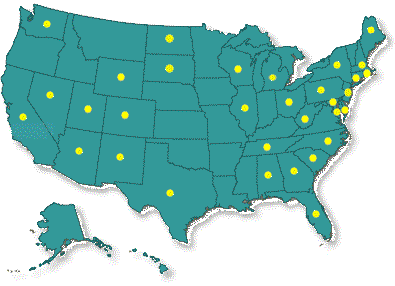 Click on a state to see Spuds's adventures there!